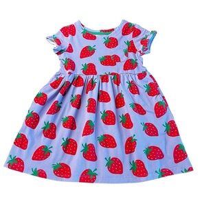 Mini Boden Strawberry Print Casual Dress - Purple and Red Size 4-5Y